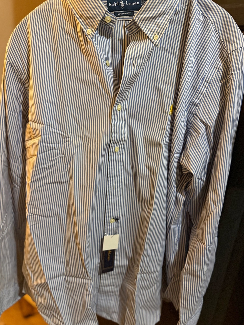 Ralph Lauren Blue & White Stripe Button-Down Shirt NWT